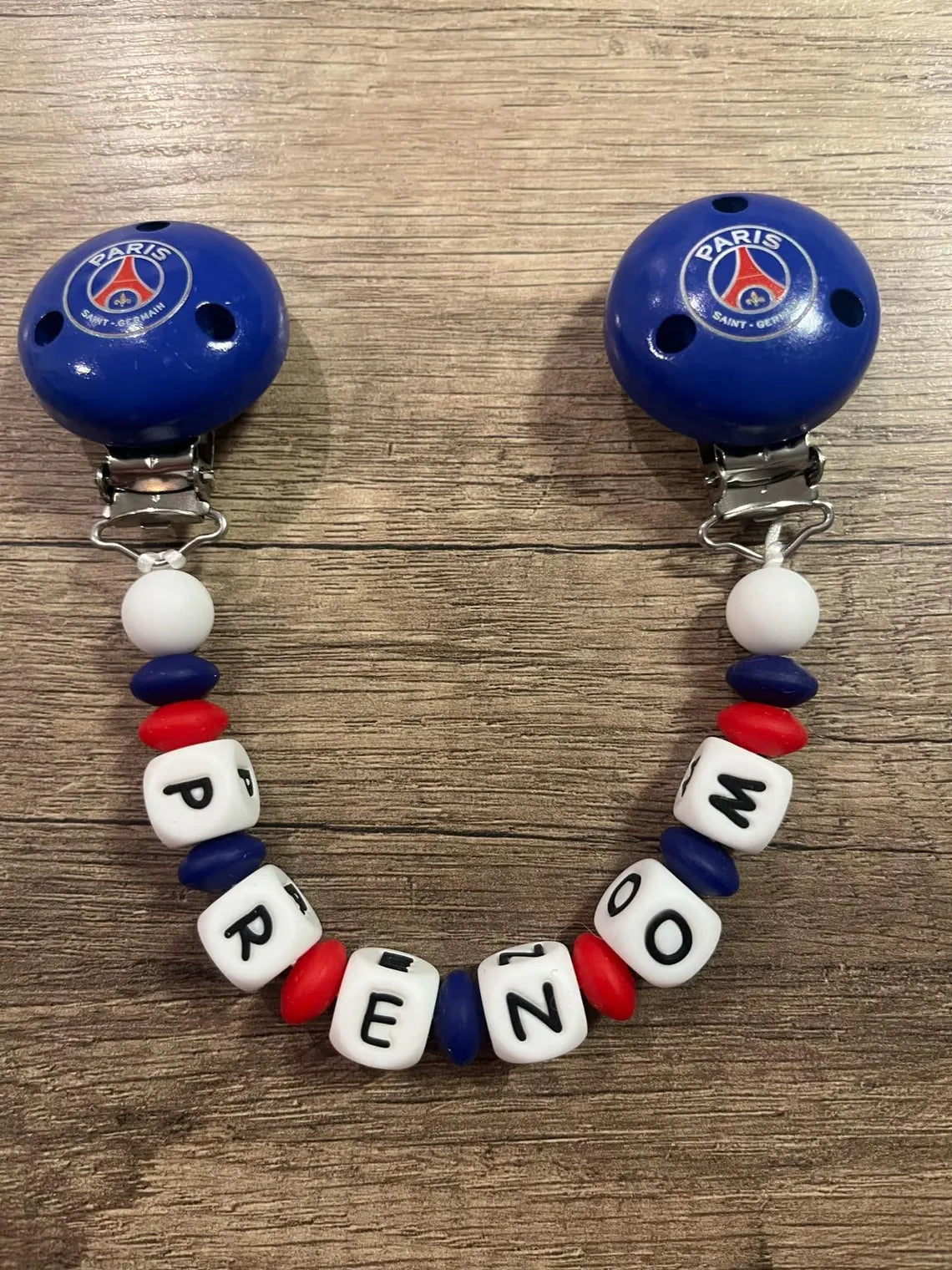 Attache doudou Football PSG Paris-Saint-Germain personnalisé KidCreationArtisanat