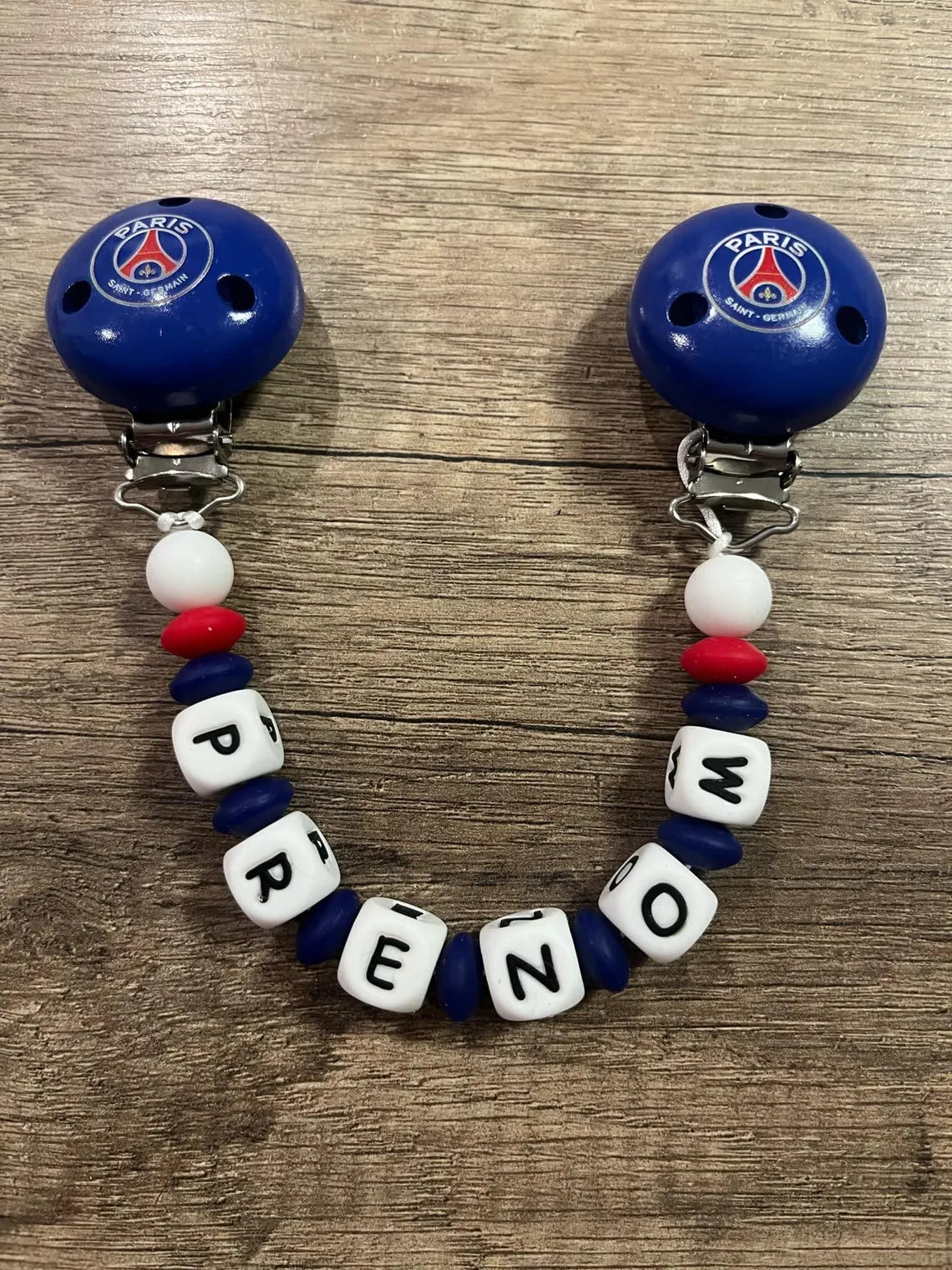Attache doudou Football PSG Paris-Saint-Germain personnalisé KidCreationArtisanat