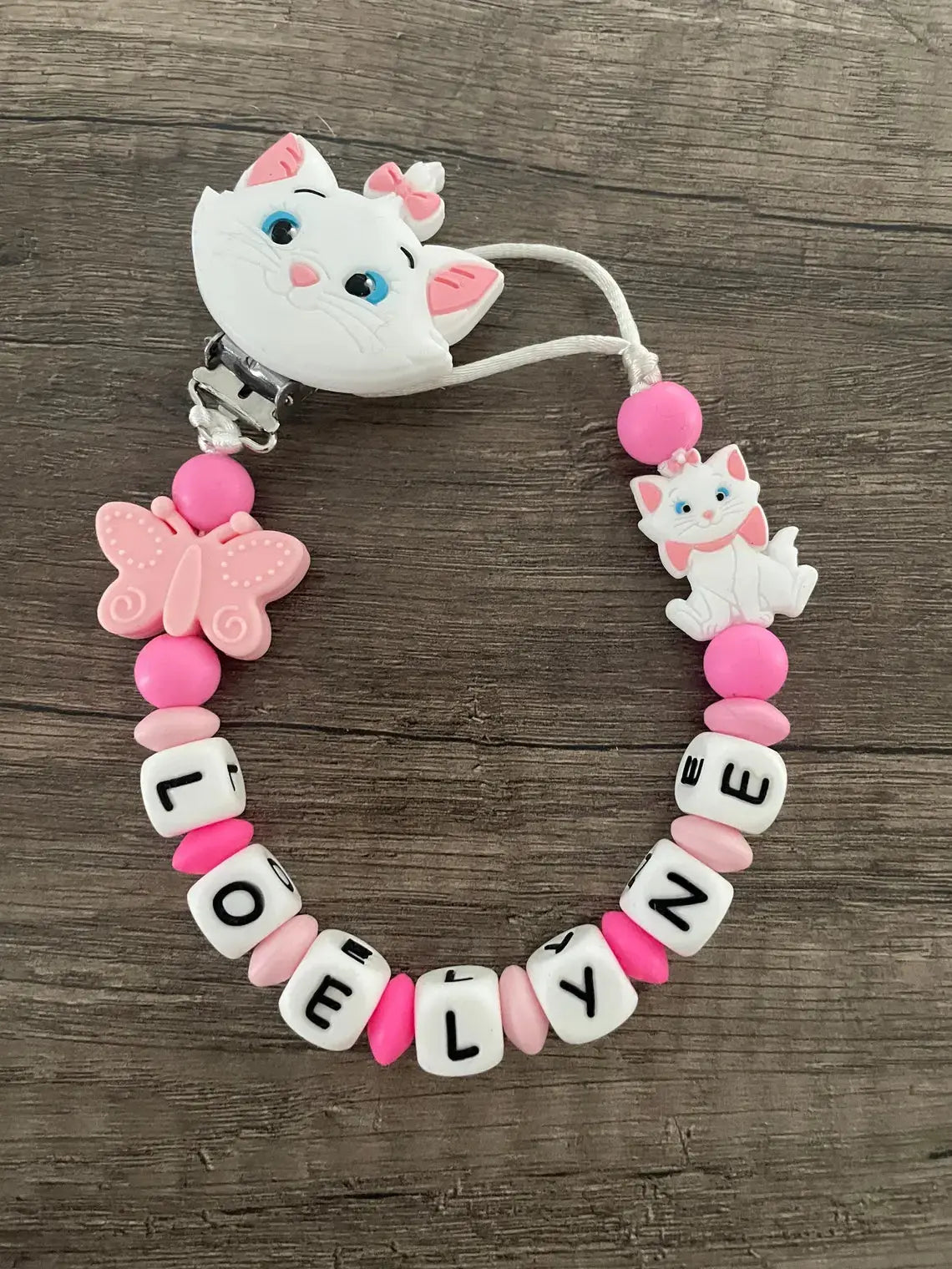 Attache tétine Disney Marie Aristochats personnalisée KidCreationArtisanat