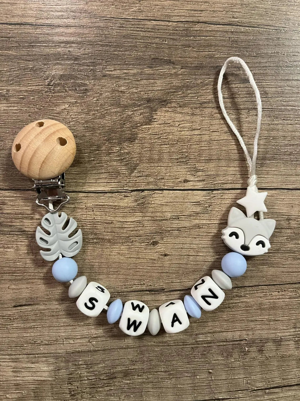 Attache tétine Loup personnalisée KidCreationArtisanat