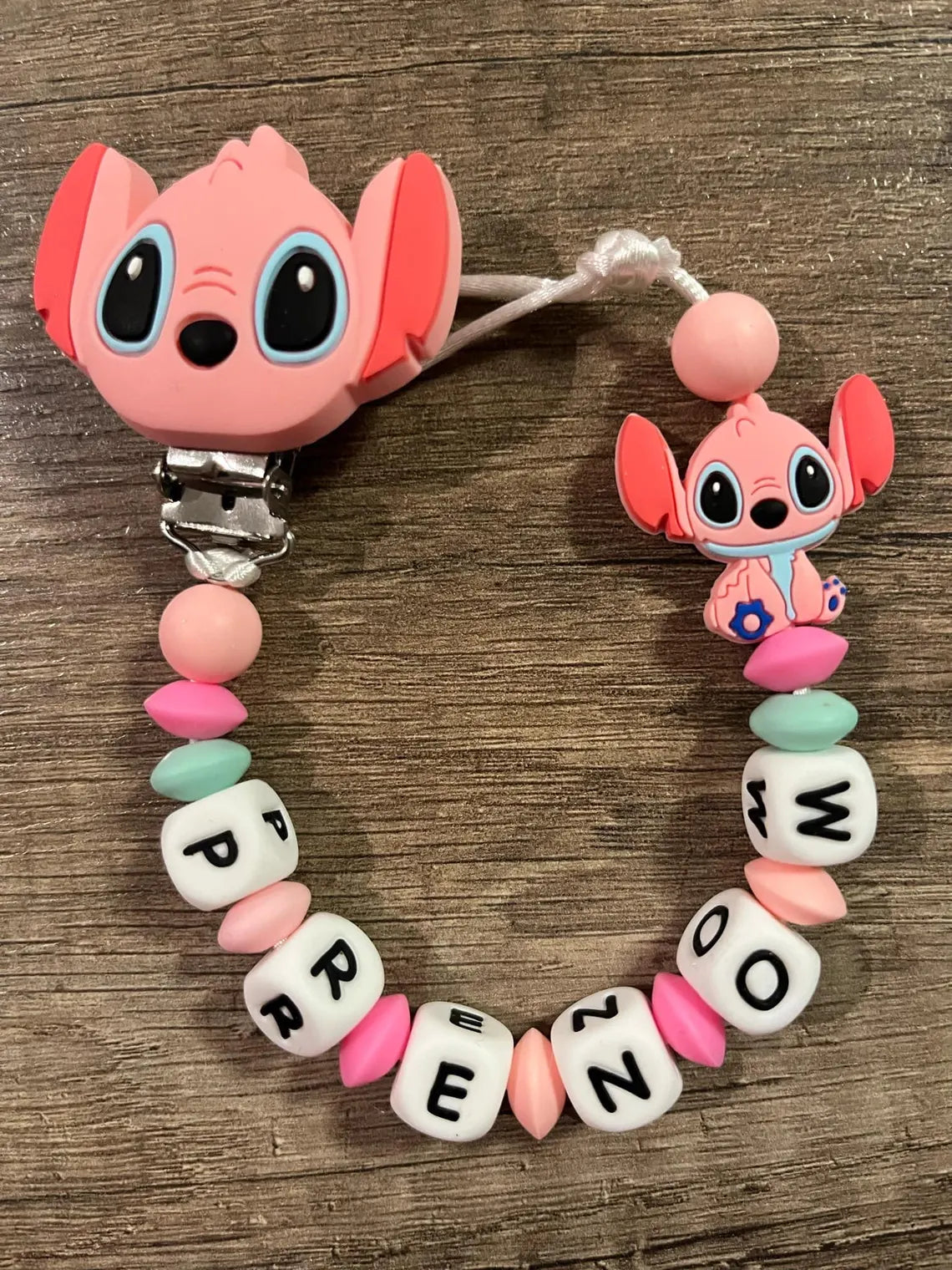 Attache tétine Disney Angel Stitch personnalisée KidCreationArtisanat