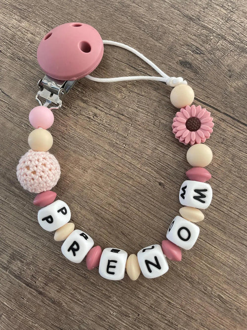 Attache tétine Ourson gris ou beige personnalisée KidCreationArtisanat
