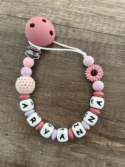 Attache tétine Ourson gris ou beige personnalisée KidCreationArtisanat