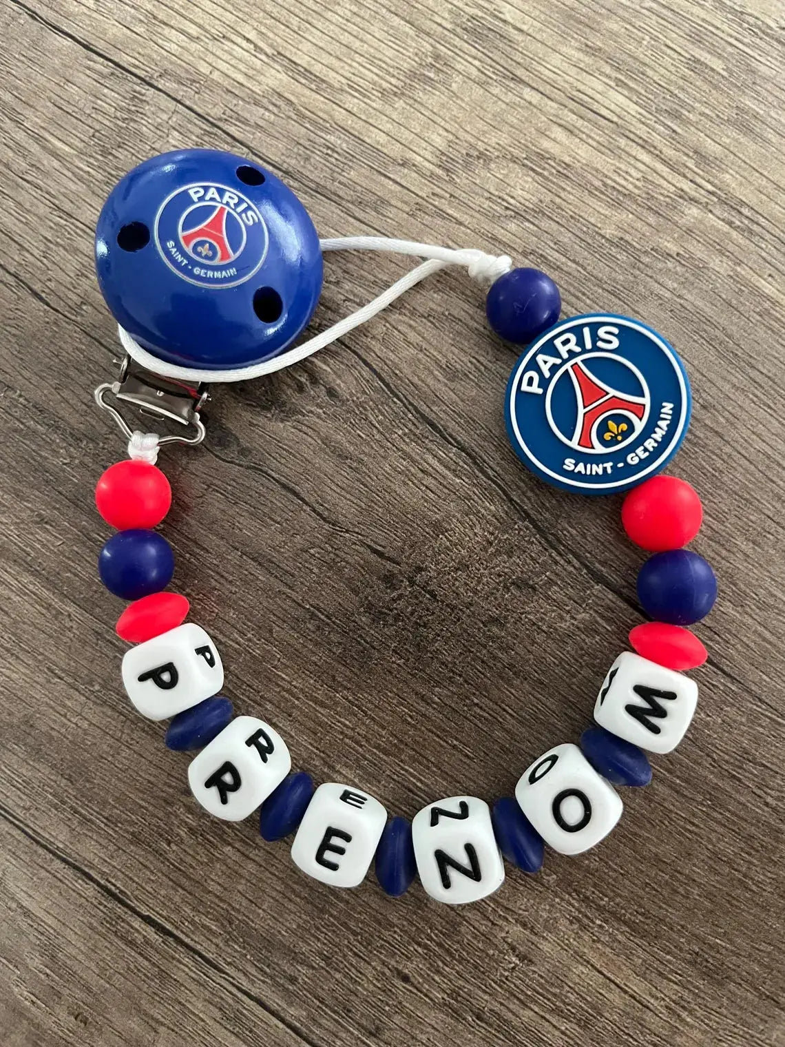Attache tétine PSG Paris-Saint-Germain personnalisées KidCreationArtisanat