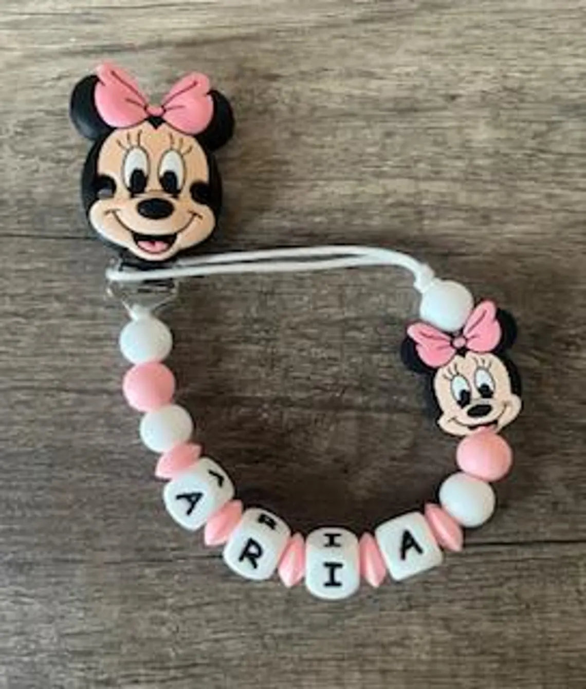 Attache tétine Disney Minnie personnalisée KidCreationArtisanat