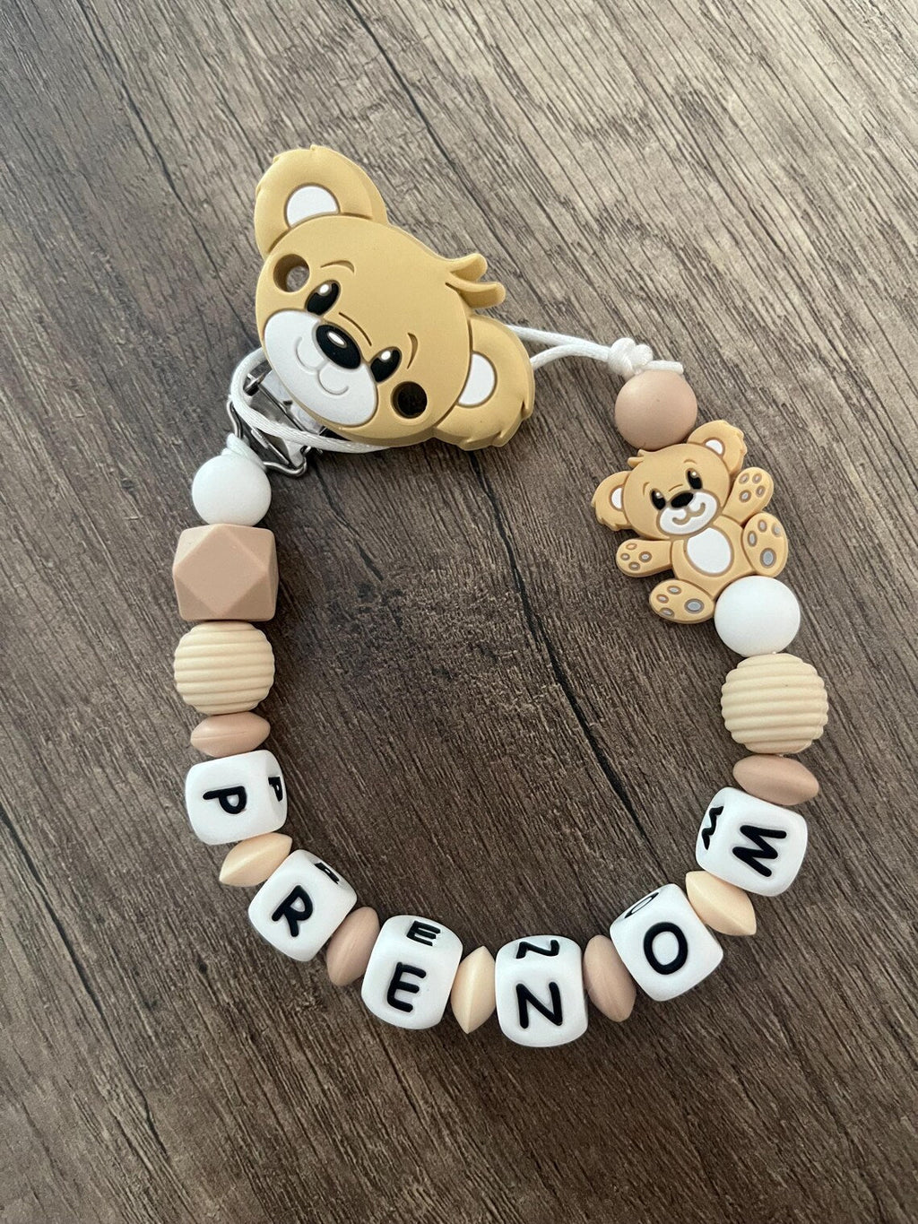 Attache tétine Ours personnalisée KidCreationArtisanat