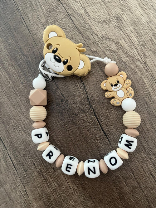 Attache tétine Ours personnalisée KidCreationArtisanat