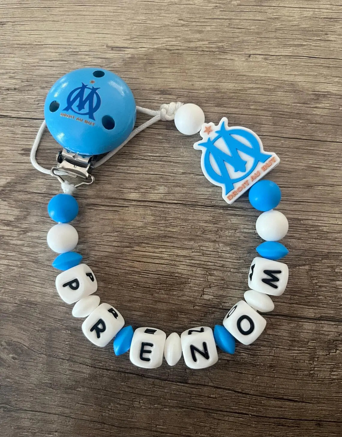 Attache tétine OM Olympique de Marseille personnalisée KidCreationArtisanat
