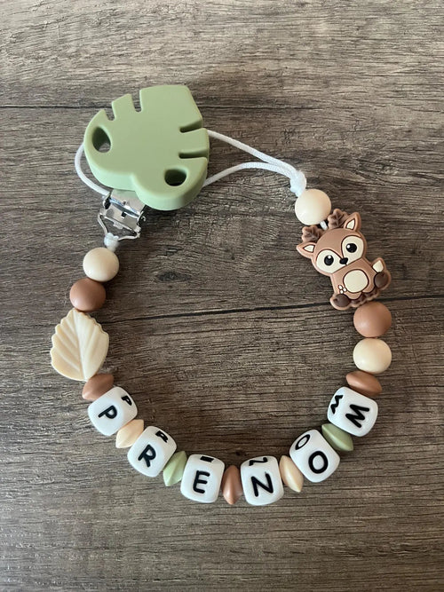 Attache tétines Biche Chevreuil Cerf personnalisée KidCreationArtisanat