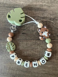 Attache tétine Renard thème forêt personnalisée KidCreationArtisanat