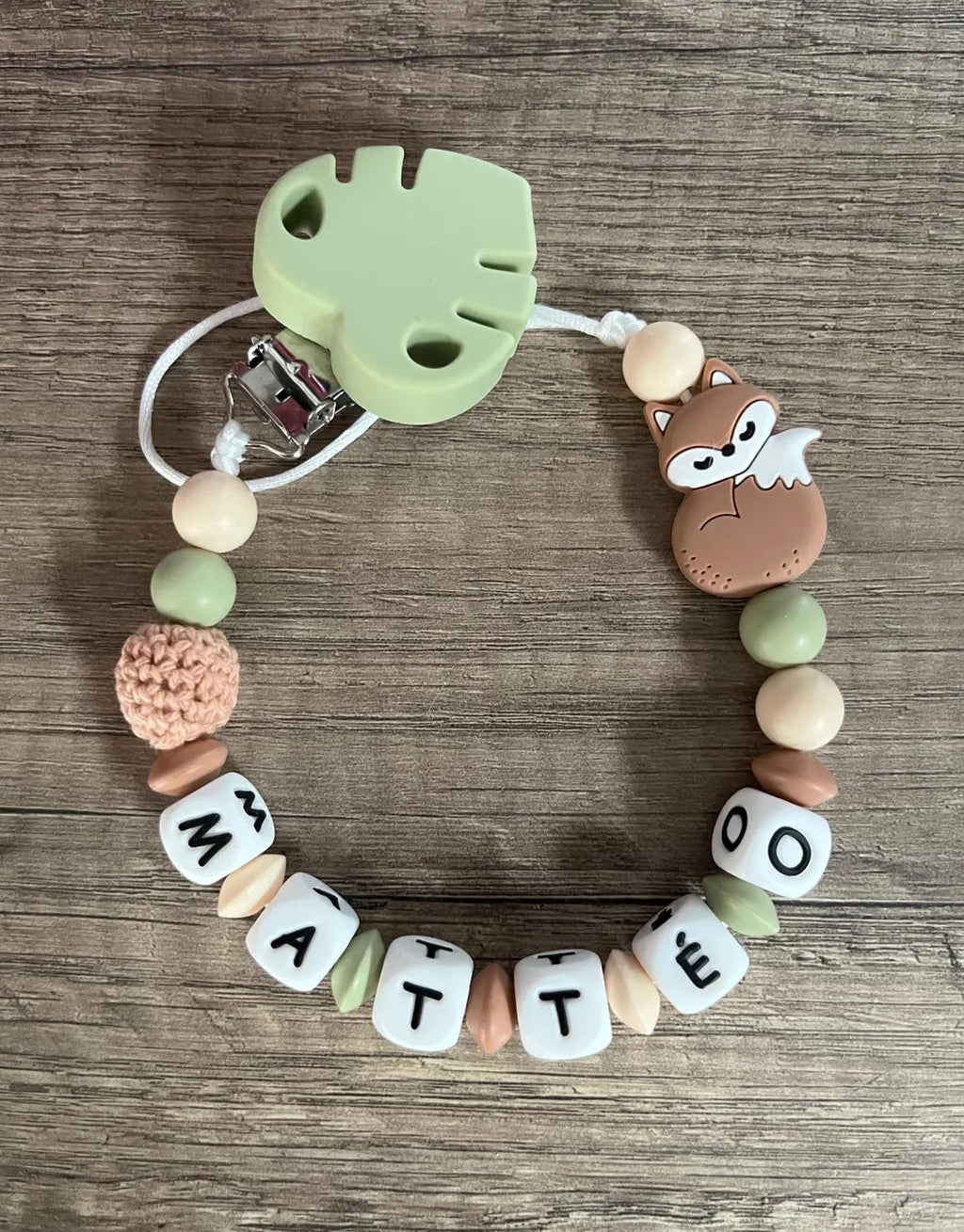 Attache tétine Renard personnalisée KidCreationArtisanat
