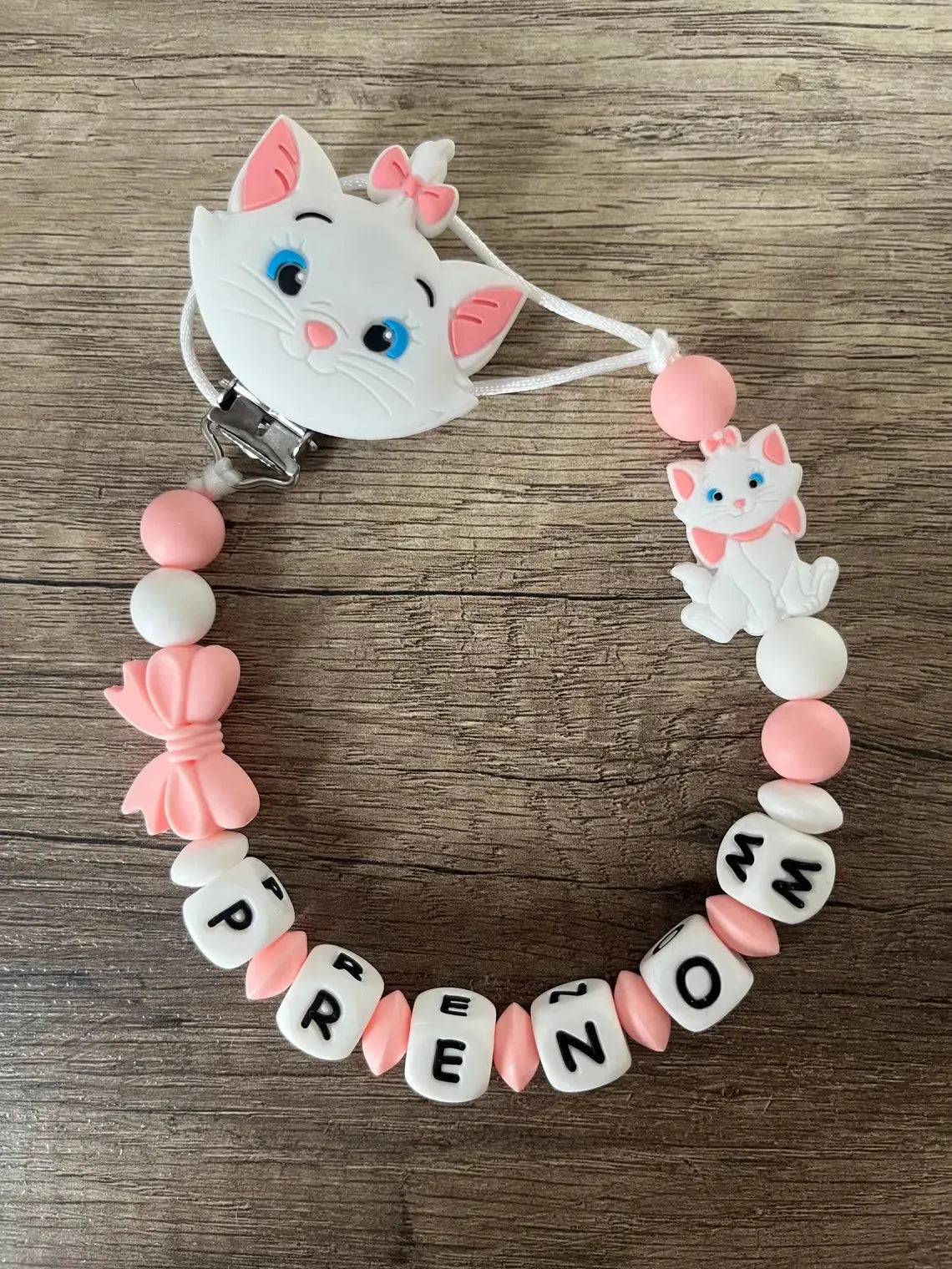 Attache tétine Disney Marie Aristochats personnalisée KidCreationArtisanat