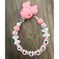Attache tétine Fleur Minnie rose personnalisée KidCreationArtisanat