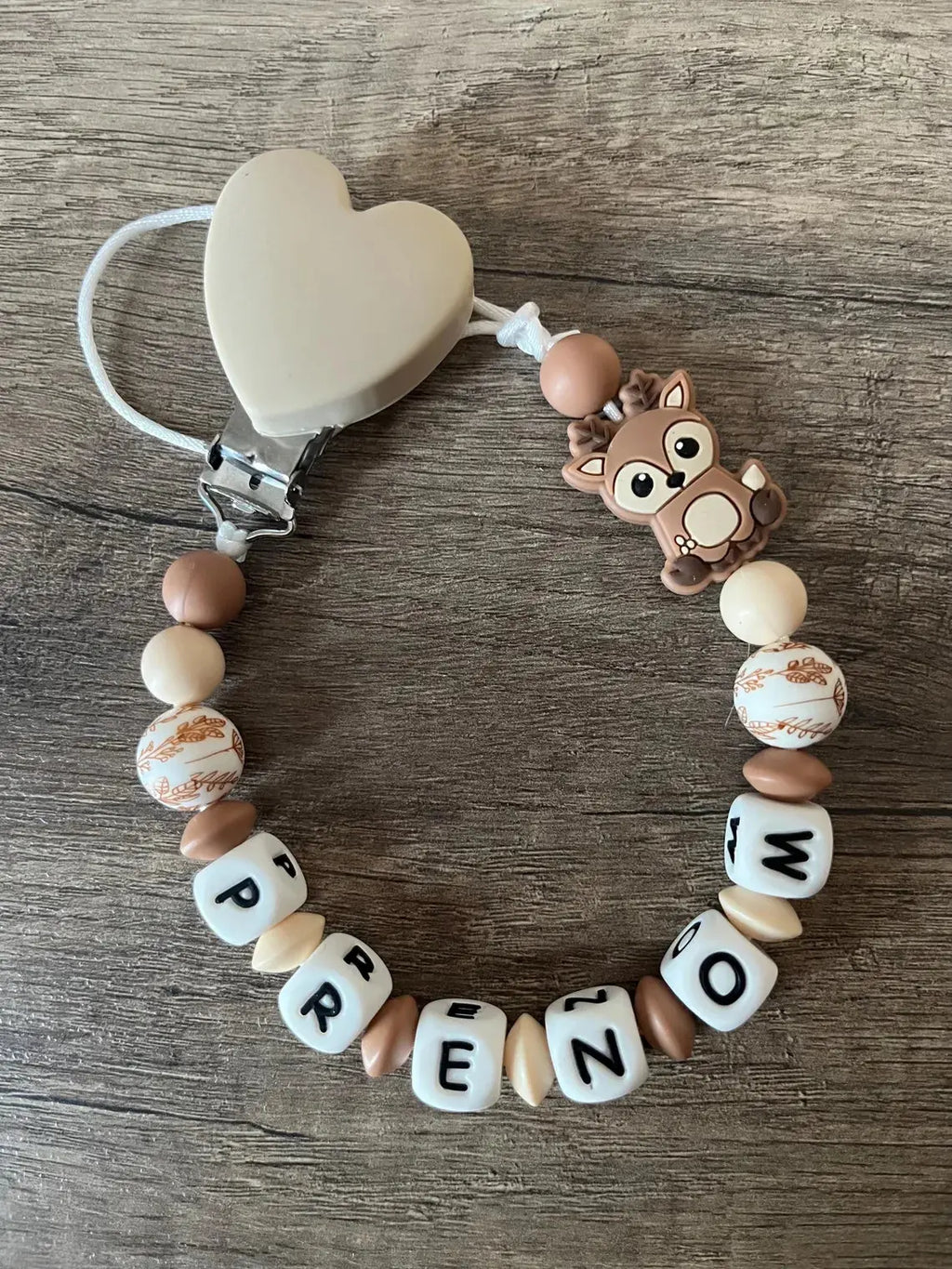Attache tétine Biche Chevreuil Bohème personnalisée KidCreationArtisanat