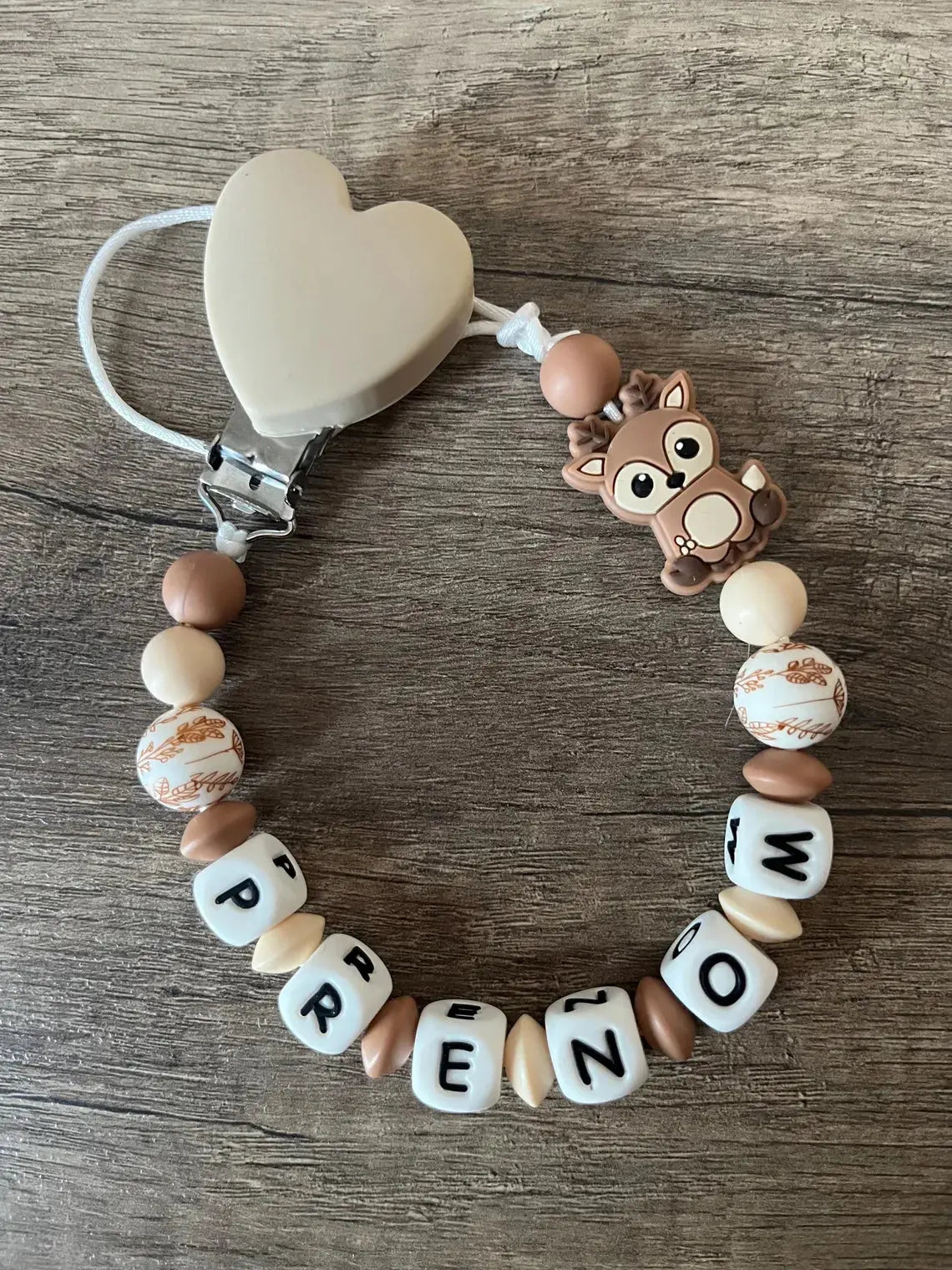 Attache tétine Biche Chevreuil Bohème personnalisée KidCreationArtisanat