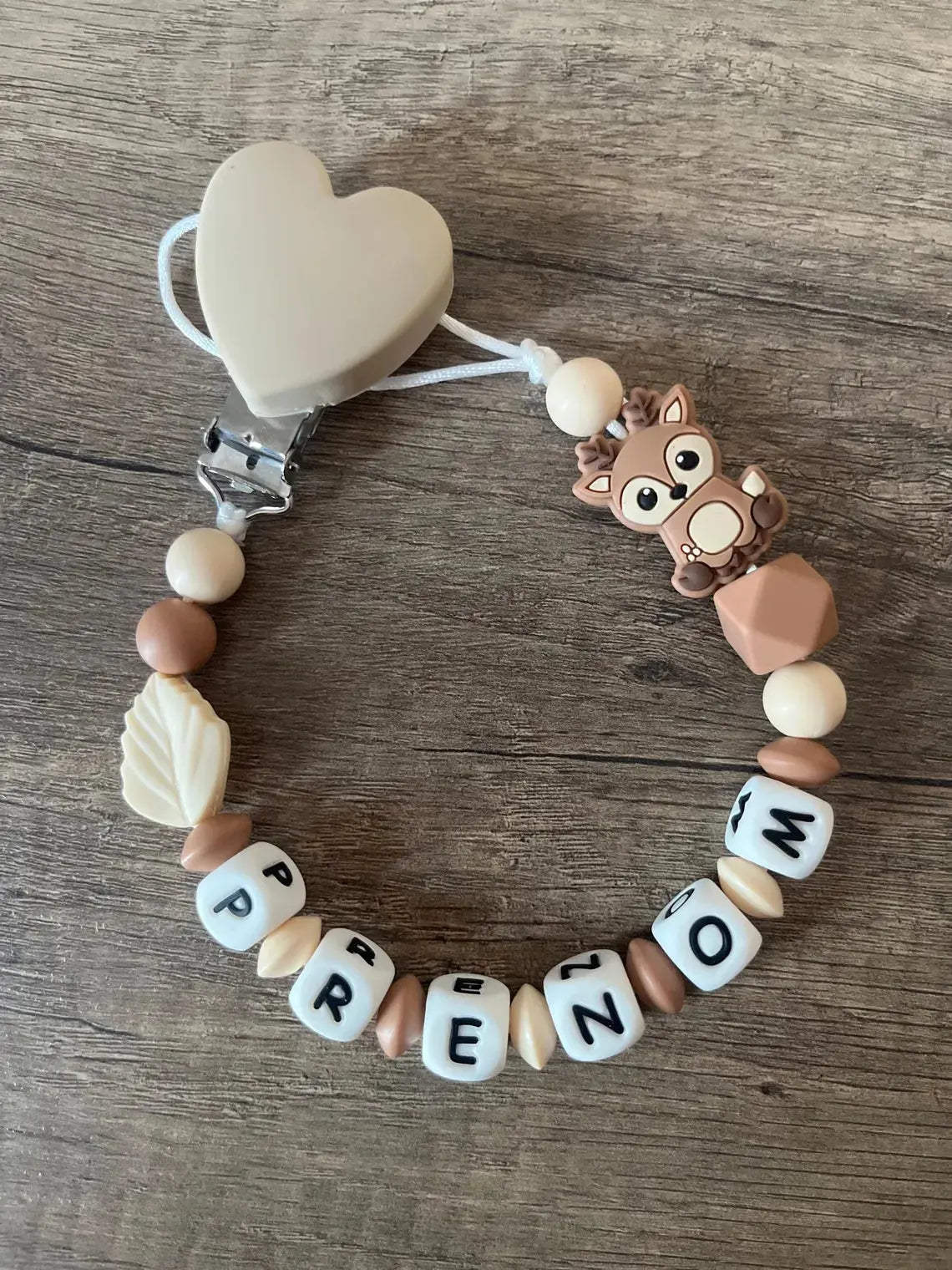 Attache tétine Biche Chevreuil Bohème personnalisée KidCreationArtisanat