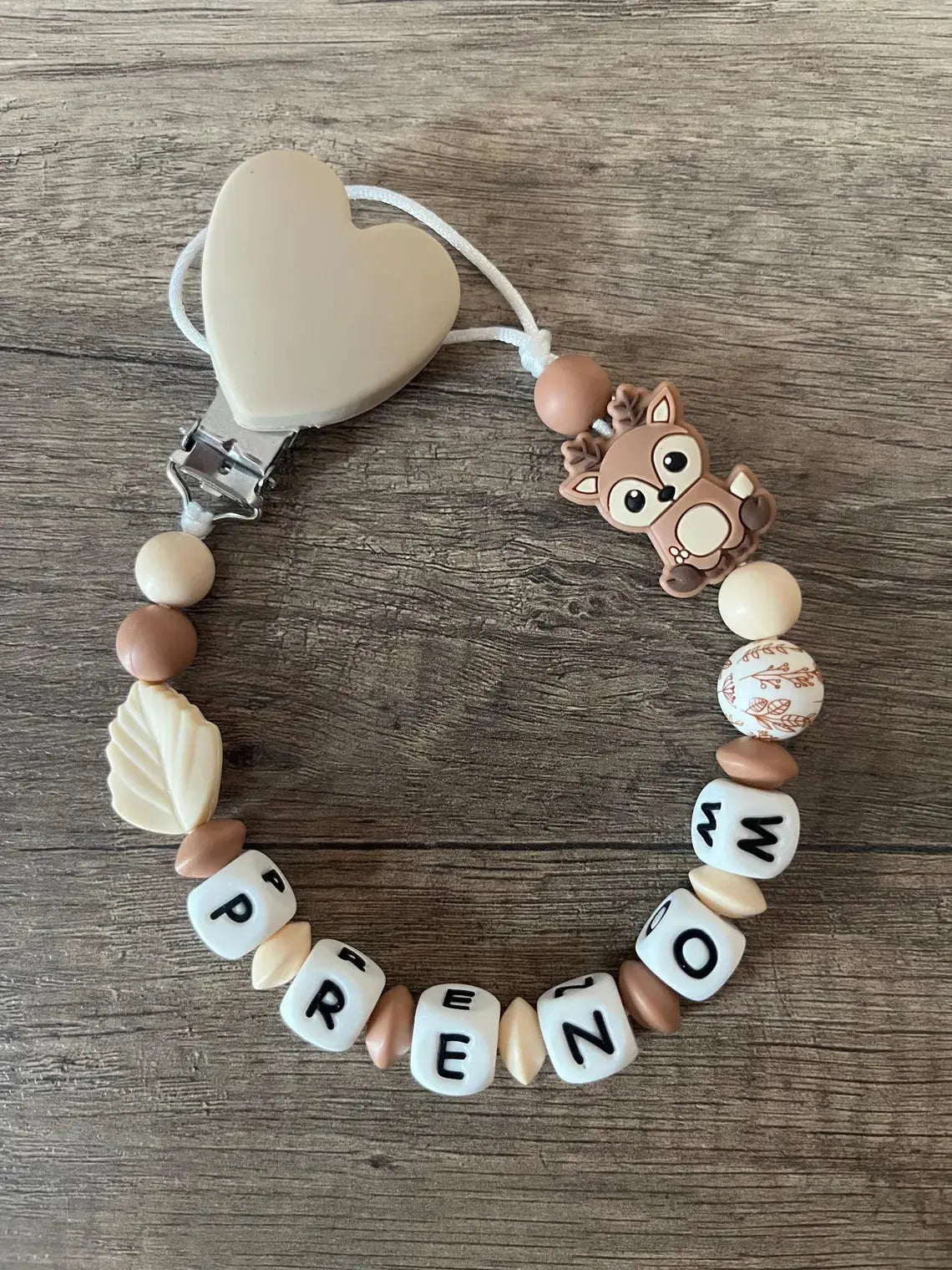 Attache tétine Biche Chevreuil Bohème personnalisée KidCreationArtisanat