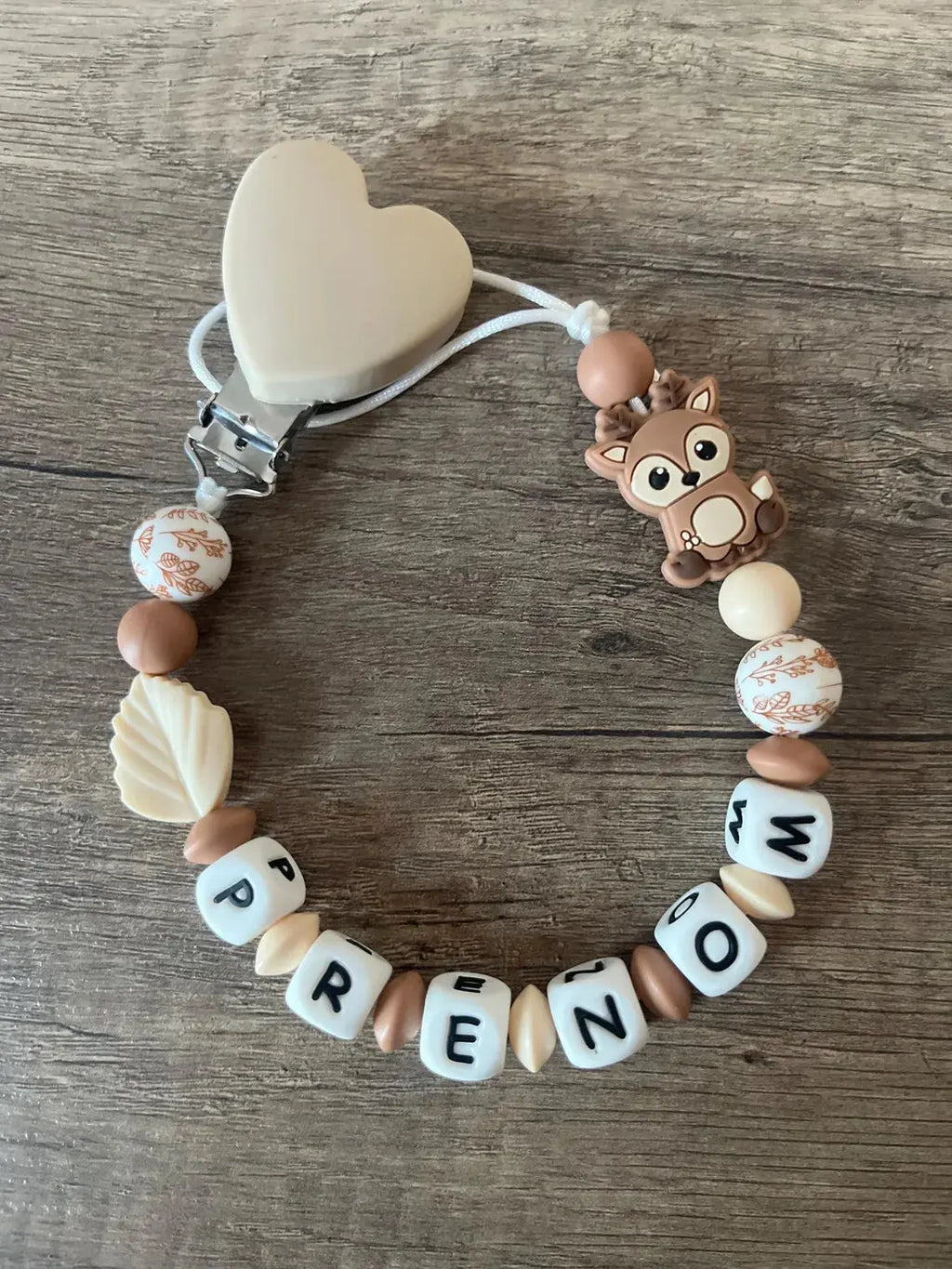 Attache tétine Biche Chevreuil Bohème personnalisée KidCreationArtisanat