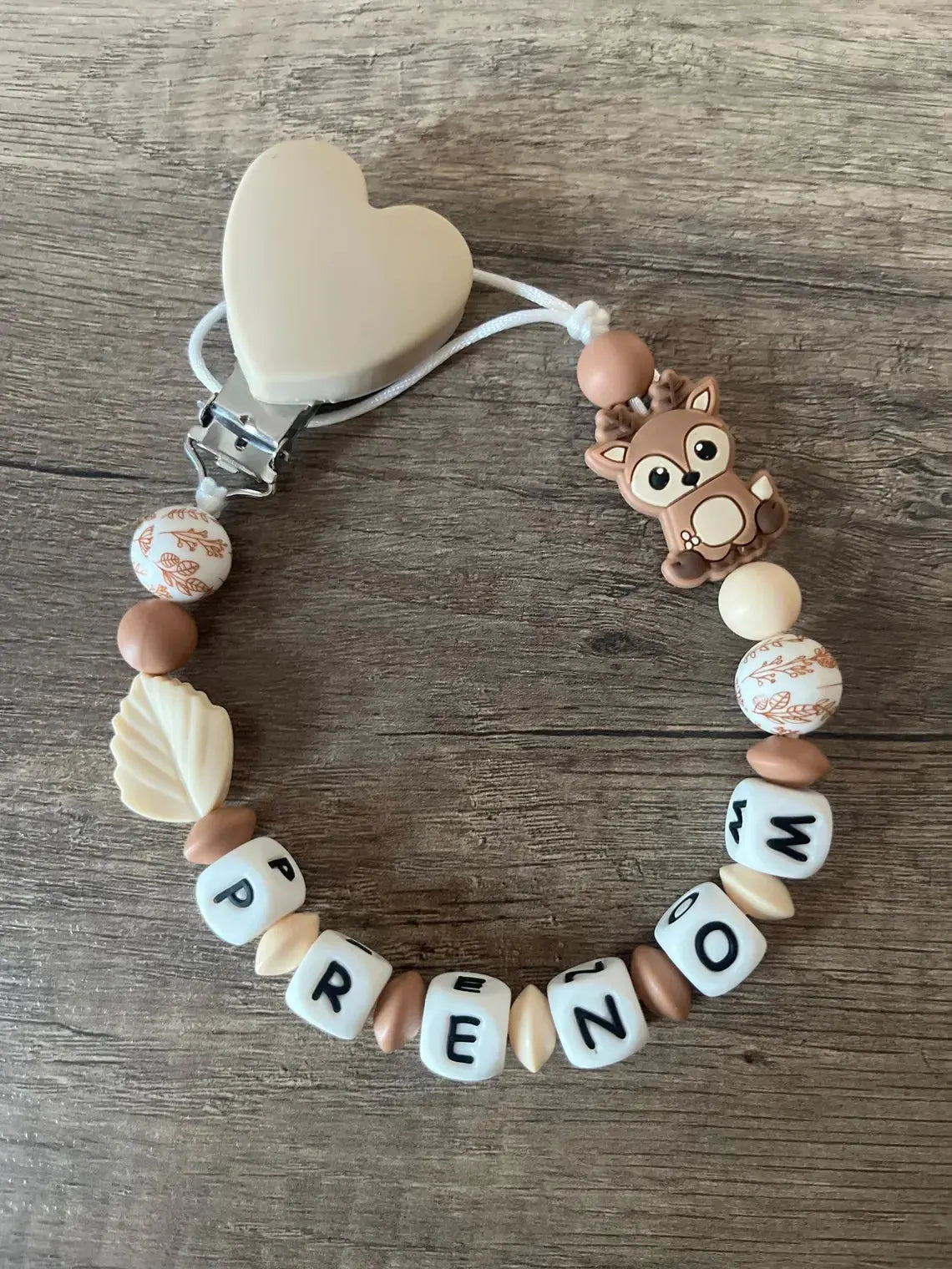 Attache tétine Biche Chevreuil Bohème personnalisée KidCreationArtisanat