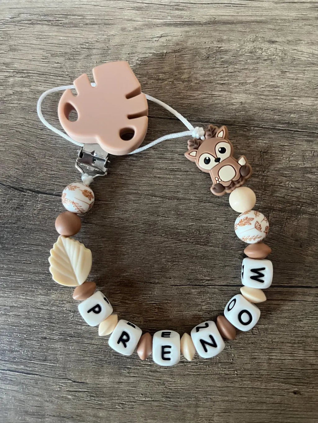 Attache tétines Biche Chevreuil Cerf personnalisée KidCreationArtisanat