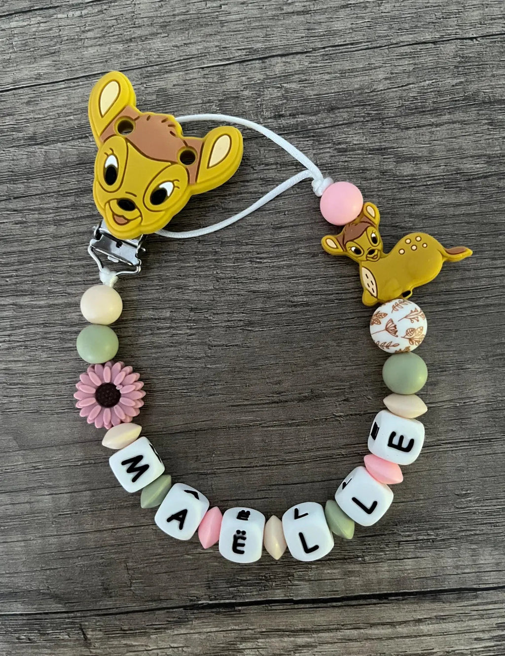 Attache tétine Disney Bambi personnalisée KidCreationArtisanat