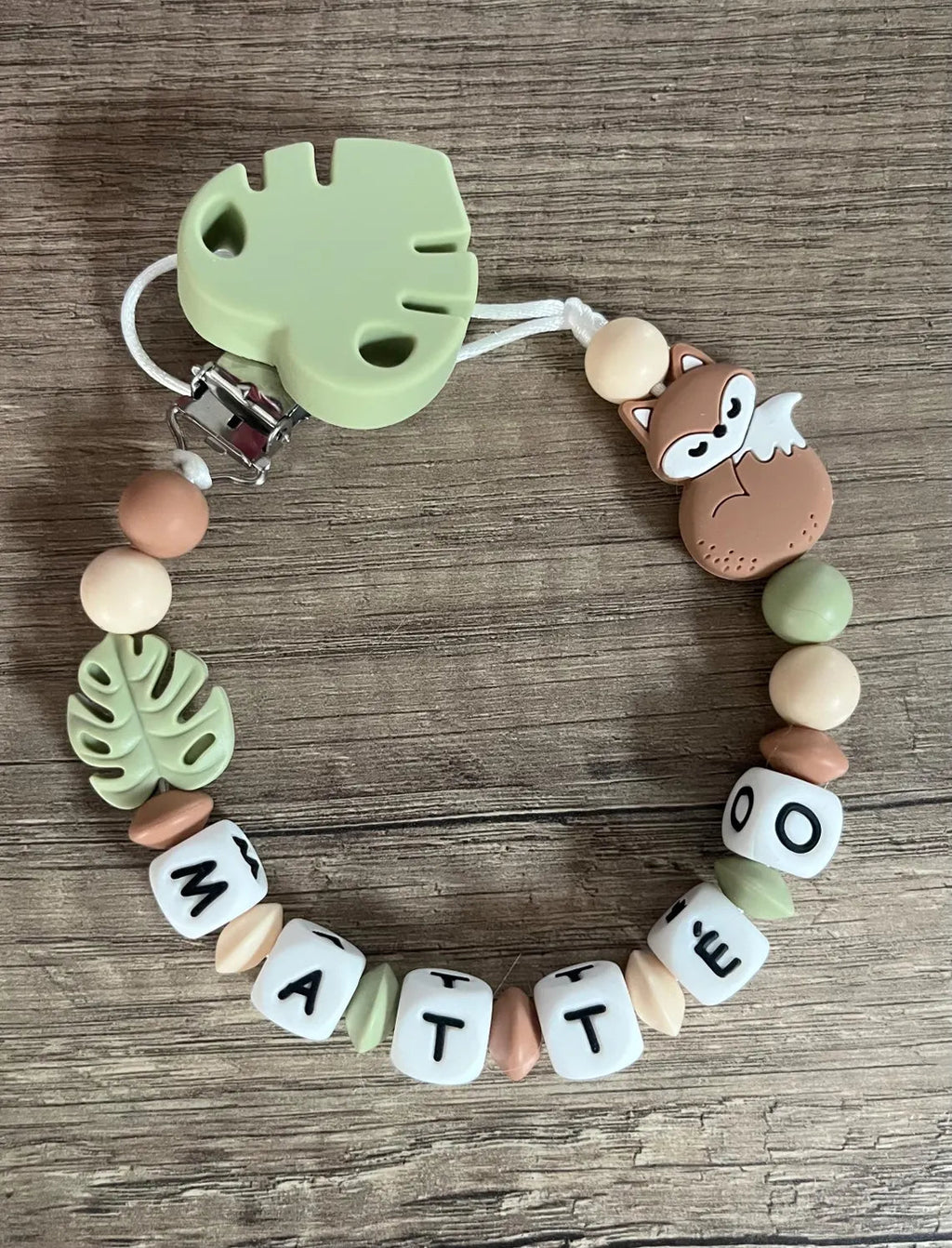 Attache tétine Renard personnalisée KidCreationArtisanat