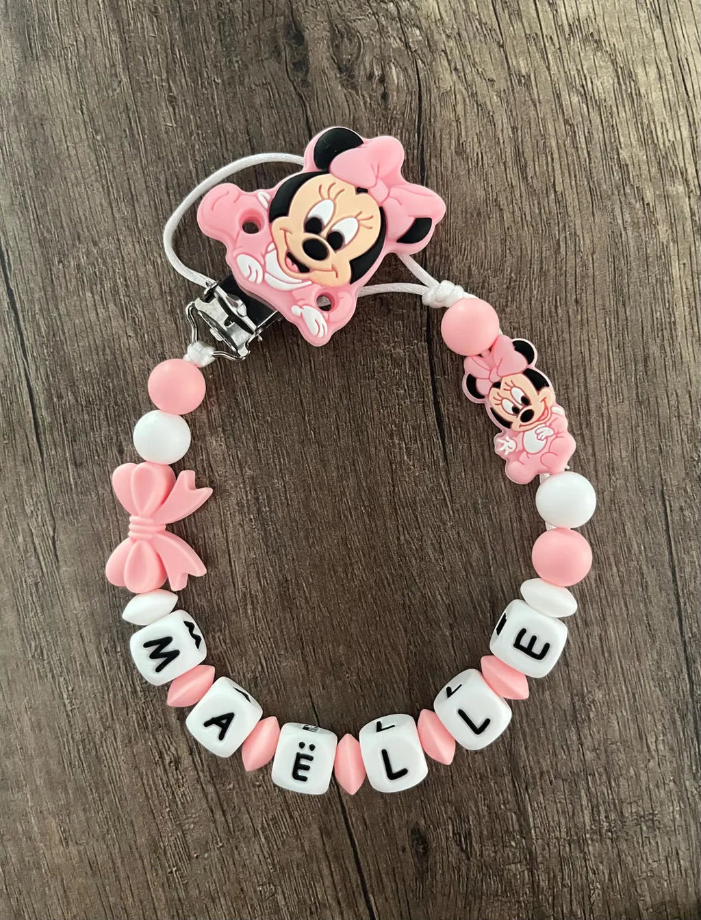 Attache tétine Disney bébé Minnie personnalisée KidCreationArtisanat
