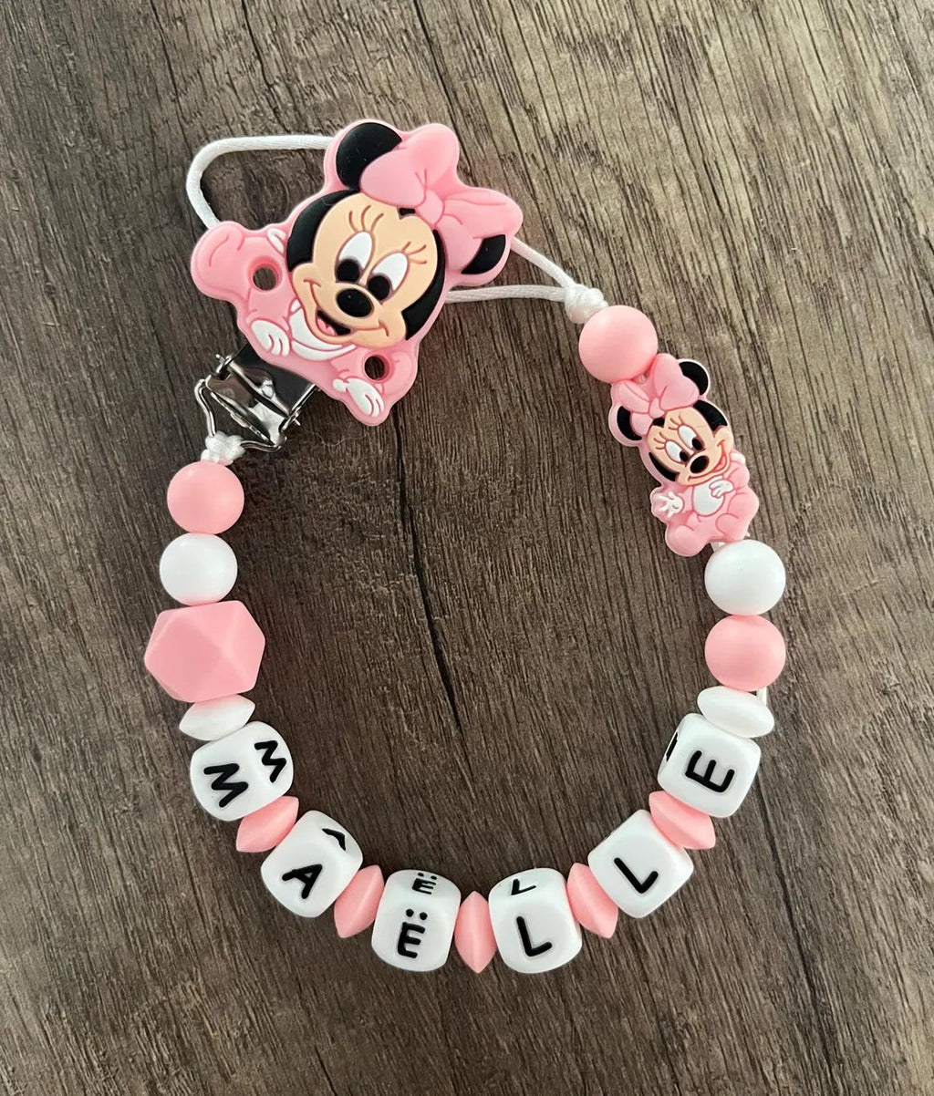 Attache tétine Disney bébé Minnie personnalisée KidCreationArtisanat