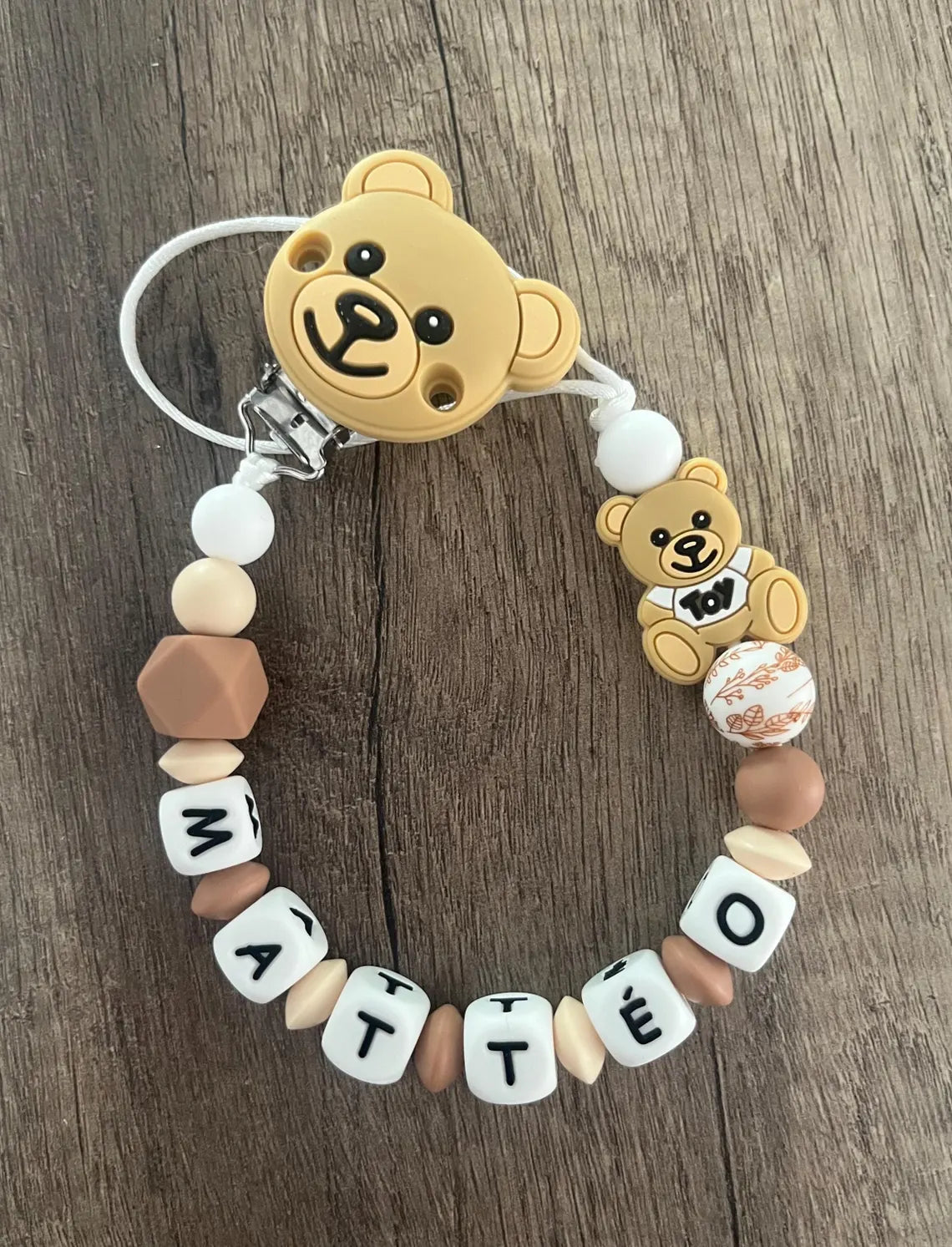 Attache tétine Ours ourson  personnalisée KidCreationArtisanat