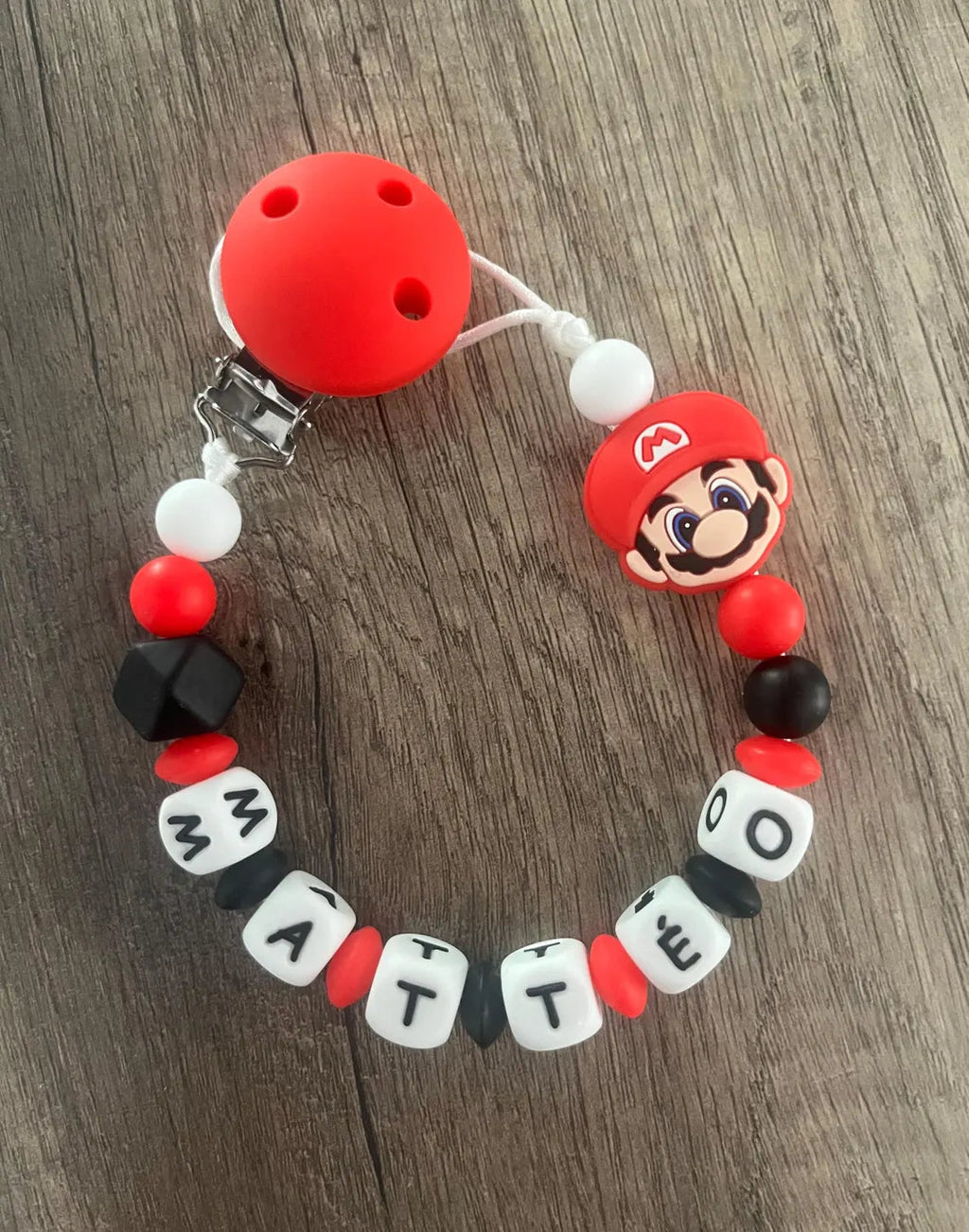 Attache tétine Mario personnalisée KidCreationArtisanat