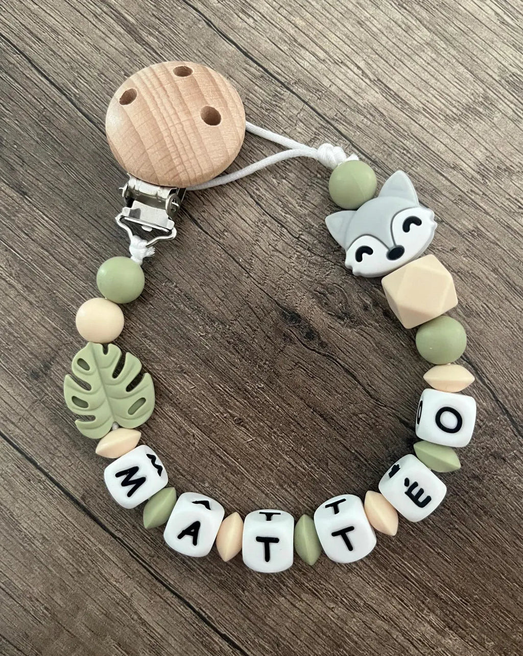 Attache tétine Loup personnalisée KidCreationArtisanat