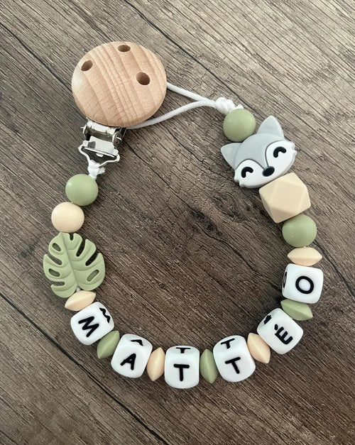 Attache tétine Loup personnalisée KidCreationArtisanat