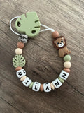 Attache tétine Lion thème savane personnalisée KidCreationArtisanat