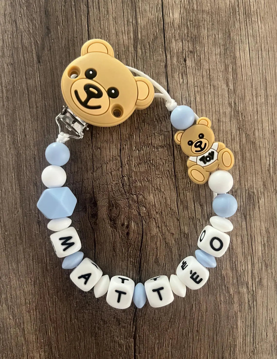 Attache tétine Ours ourson  personnalisée KidCreationArtisanat