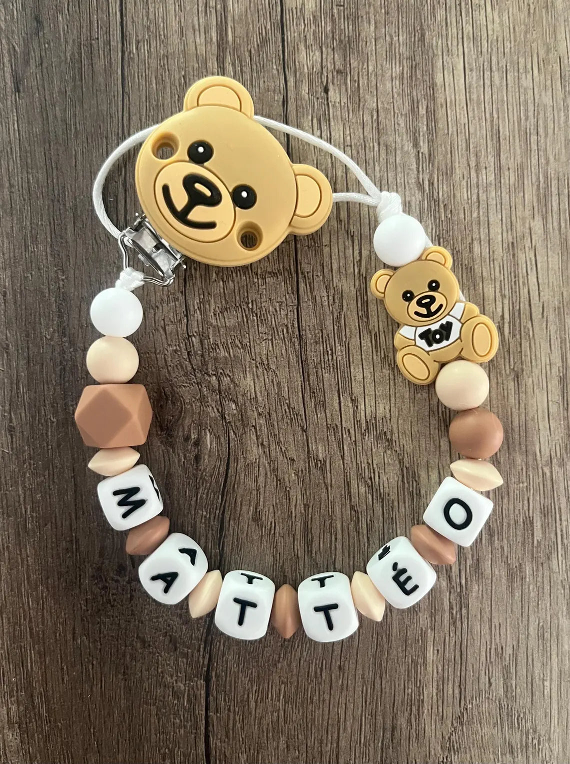 Attache tétine Ours ourson  personnalisée KidCreationArtisanat