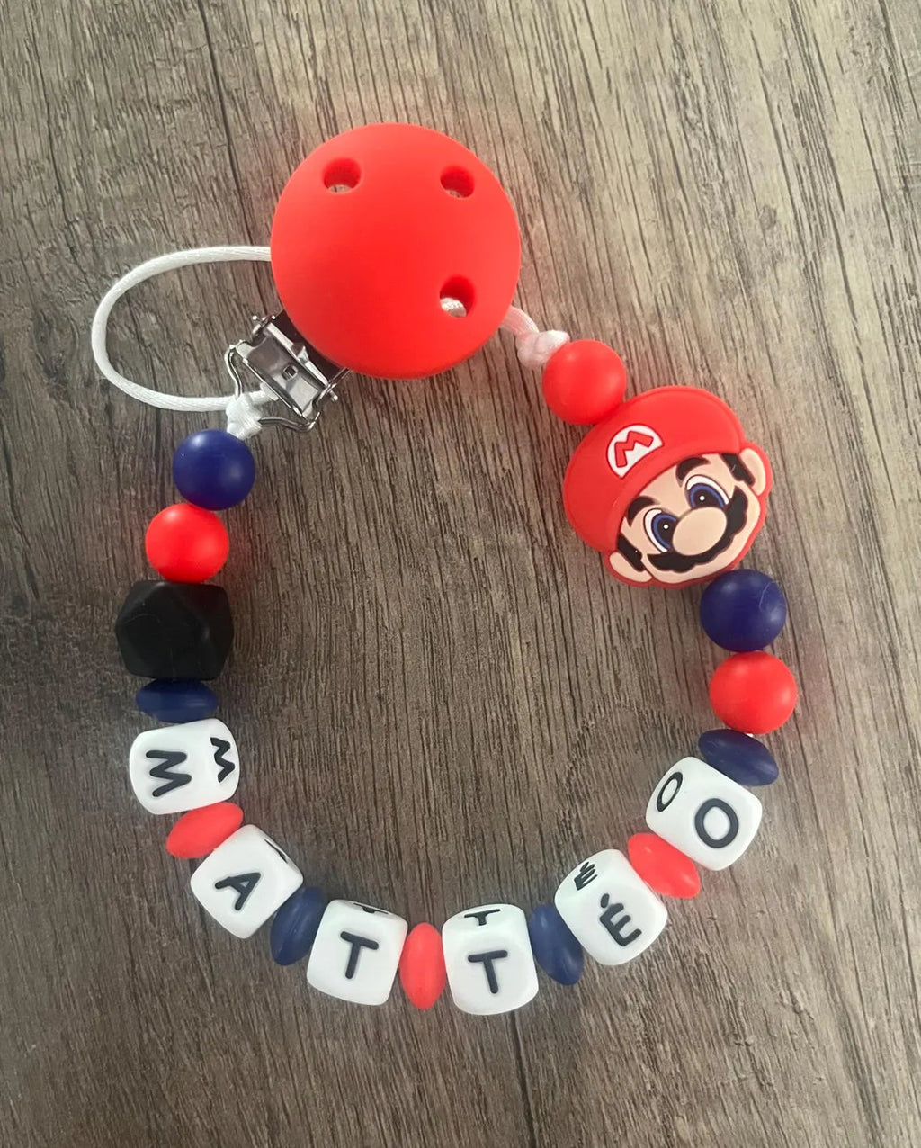 Attache tétine Mario personnalisée KidCreationArtisanat