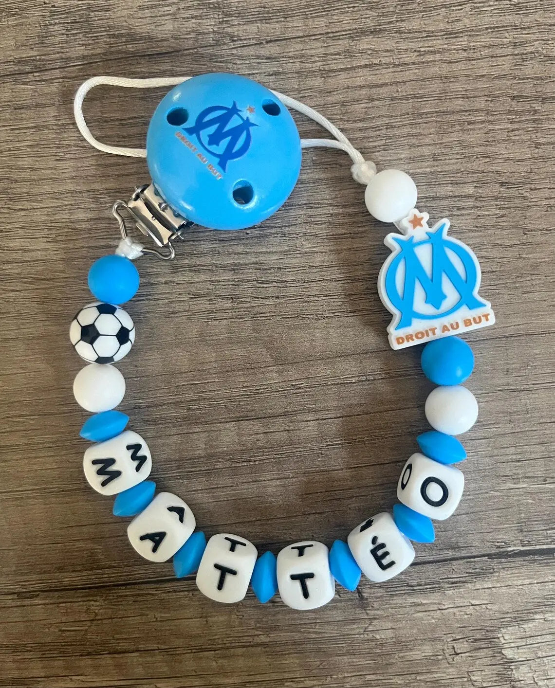 Attache tétine OM Olympique de Marseille personnalisée KidCreationArtisanat