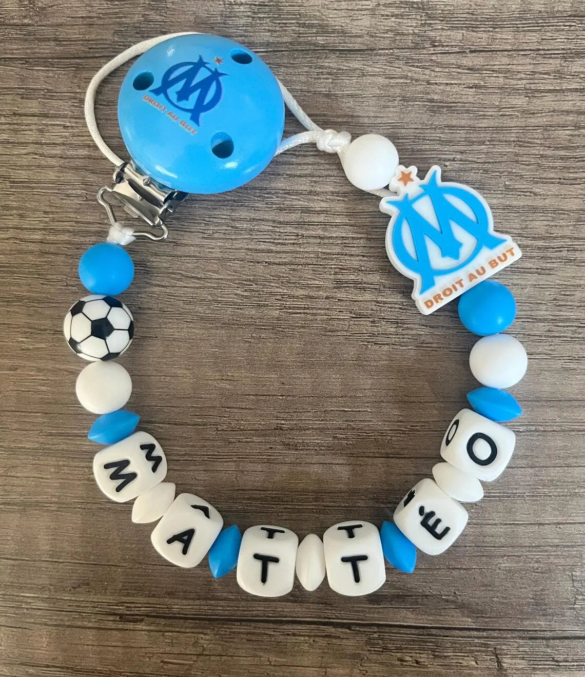 Attache tétine OM Olympique de Marseille personnalisée KidCreationArtisanat