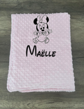 Couverture naissance minky bébé rose personnalisée avec motif