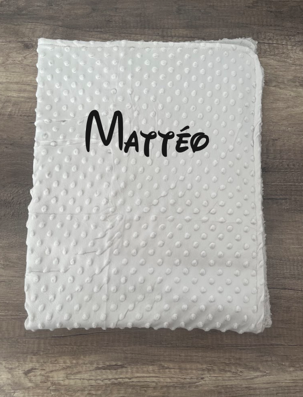 Couverture naissance minky bébé taupe personnalisée